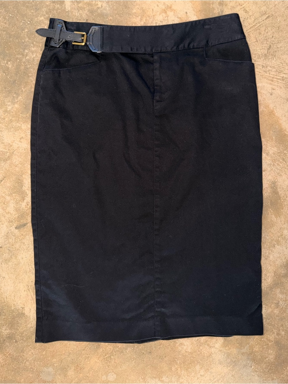 Lauren Ralph Lauren Black Pencil Skirt Belted Waist Career 2 Office Workwear